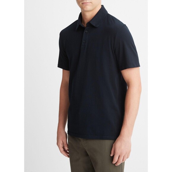 Vince Garment Dye Cotton True Black Polo Shirt Size XL - Picture 2 of 7